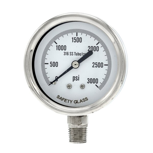 Pic Gauges 2 1/2 in Dial, 1/4 in NPT Male Lower Location, Stainless Steel Case Material PRO-311D-254P - main